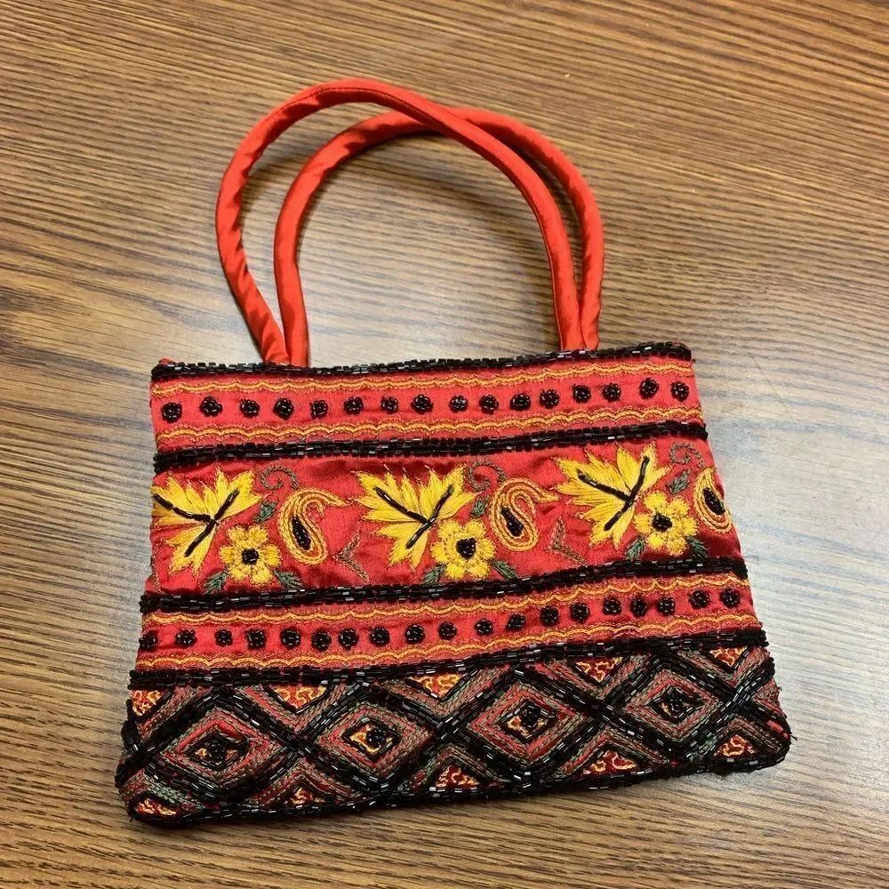 Vintage Beaded & Embroidered Hand Bag